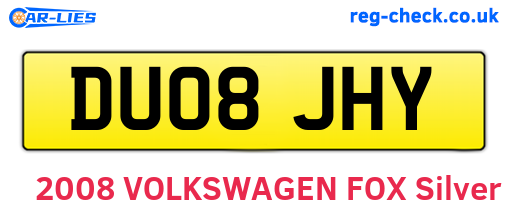 DU08JHY are the vehicle registration plates.
