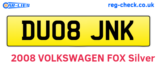 DU08JNK are the vehicle registration plates.