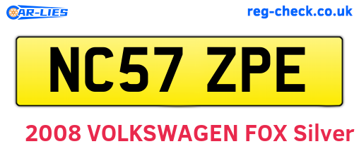 NC57ZPE are the vehicle registration plates.