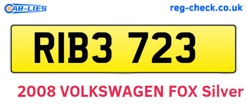 RIB3723 are the vehicle registration plates.