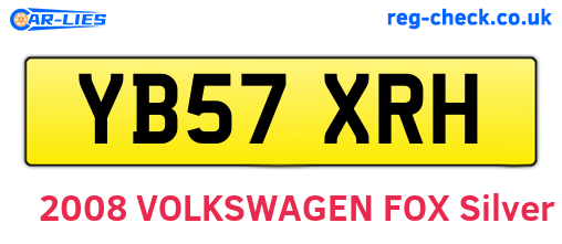 YB57XRH are the vehicle registration plates.