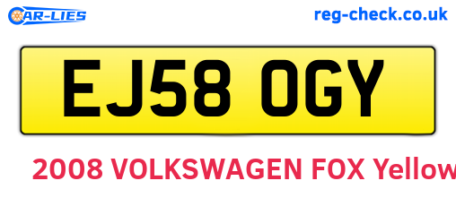 EJ58OGY are the vehicle registration plates.