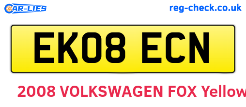EK08ECN are the vehicle registration plates.