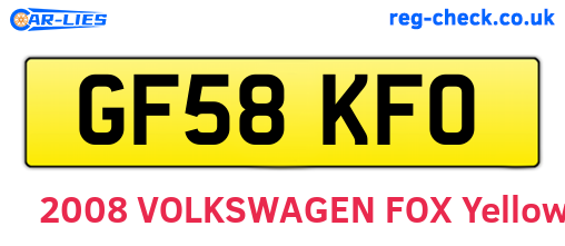 GF58KFO are the vehicle registration plates.