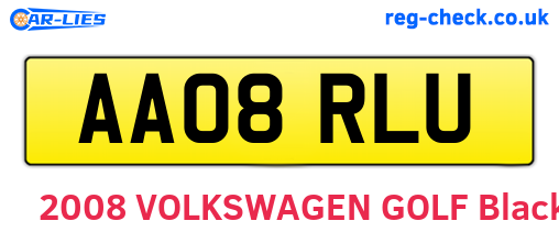 AA08RLU are the vehicle registration plates.
