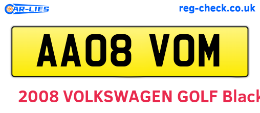 AA08VOM are the vehicle registration plates.