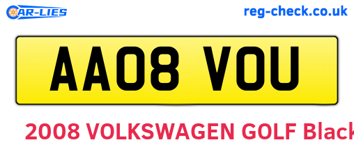 AA08VOU are the vehicle registration plates.