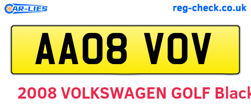AA08VOV are the vehicle registration plates.