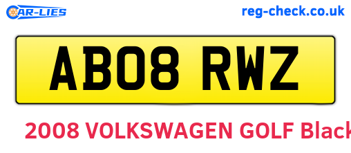 AB08RWZ are the vehicle registration plates.