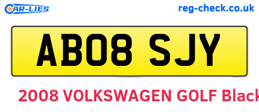 AB08SJY are the vehicle registration plates.