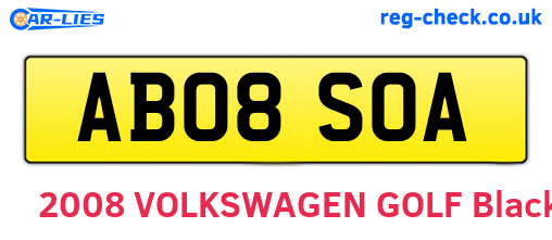 AB08SOA are the vehicle registration plates.
