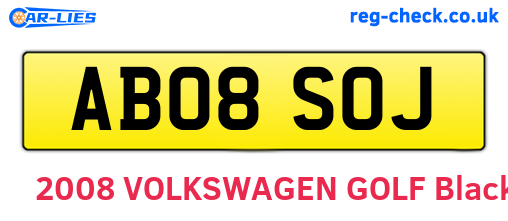 AB08SOJ are the vehicle registration plates.