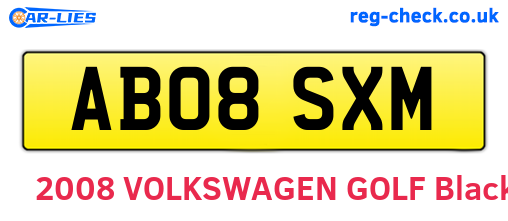 AB08SXM are the vehicle registration plates.