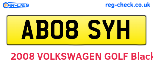 AB08SYH are the vehicle registration plates.