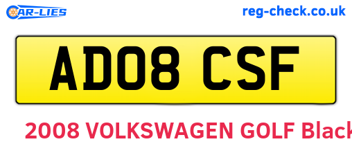 AD08CSF are the vehicle registration plates.