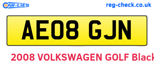AE08GJN are the vehicle registration plates.