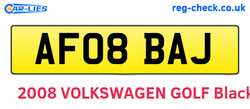 AF08BAJ are the vehicle registration plates.
