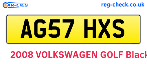 AG57HXS are the vehicle registration plates.