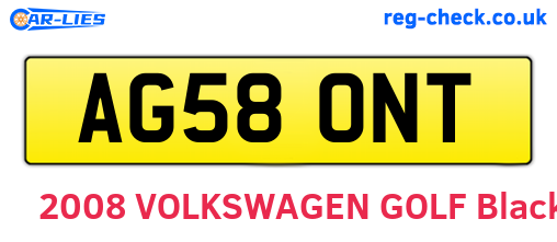 AG58ONT are the vehicle registration plates.