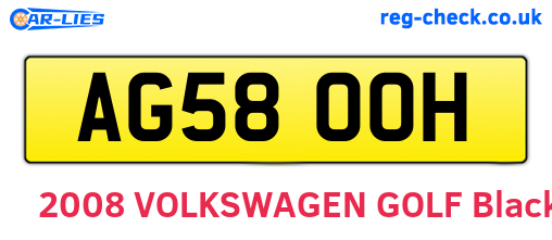 AG58OOH are the vehicle registration plates.