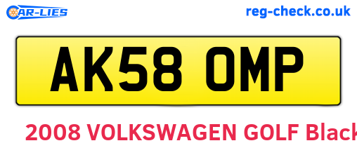 AK58OMP are the vehicle registration plates.