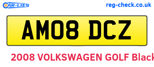 AM08DCZ are the vehicle registration plates.