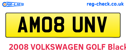 AM08UNV are the vehicle registration plates.