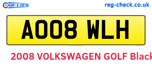 AO08WLH are the vehicle registration plates.