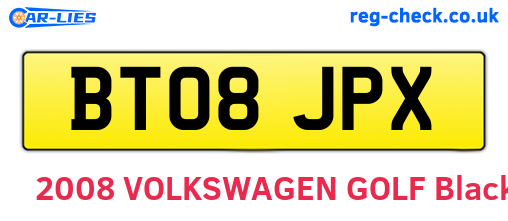 BT08JPX are the vehicle registration plates.