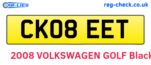 CK08EET are the vehicle registration plates.