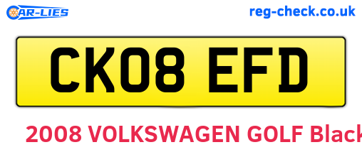 CK08EFD are the vehicle registration plates.