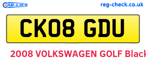 CK08GDU are the vehicle registration plates.