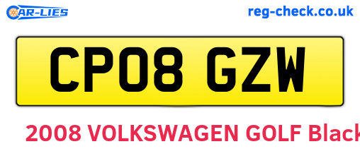 CP08GZW are the vehicle registration plates.