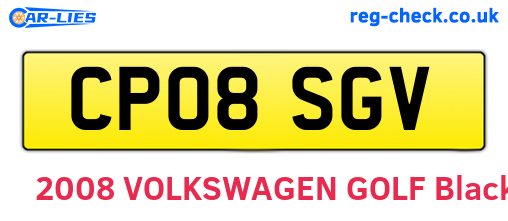 CP08SGV are the vehicle registration plates.