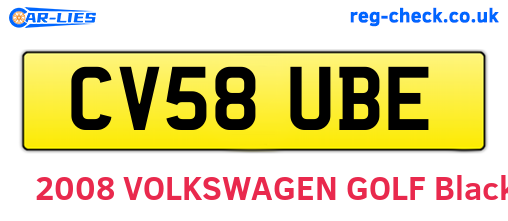 CV58UBE are the vehicle registration plates.