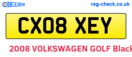 CX08XEY are the vehicle registration plates.