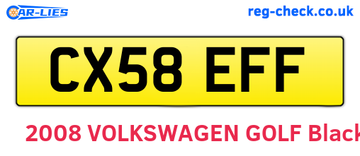 CX58EFF are the vehicle registration plates.