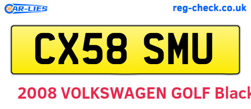 CX58SMU are the vehicle registration plates.