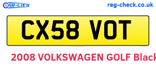CX58VOT are the vehicle registration plates.