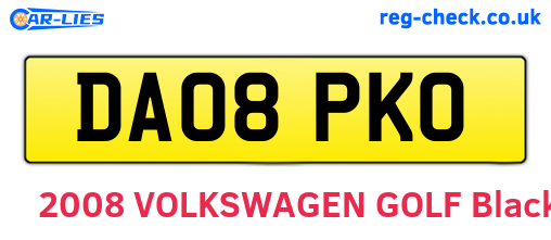 DA08PKO are the vehicle registration plates.