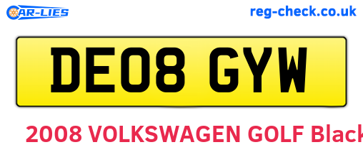 DE08GYW are the vehicle registration plates.