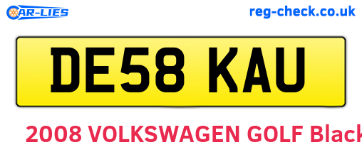 DE58KAU are the vehicle registration plates.