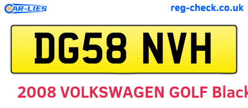 DG58NVH are the vehicle registration plates.