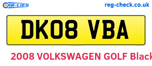 DK08VBA are the vehicle registration plates.