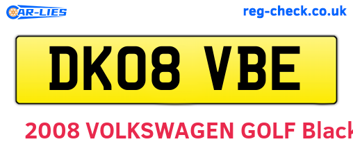 DK08VBE are the vehicle registration plates.