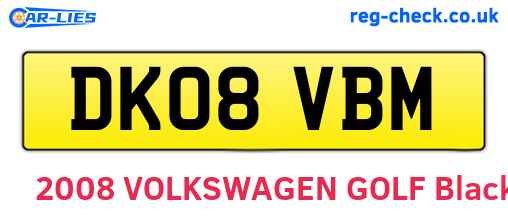 DK08VBM are the vehicle registration plates.