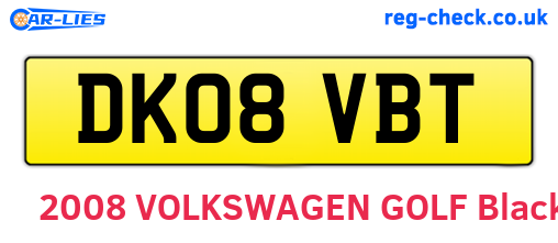 DK08VBT are the vehicle registration plates.