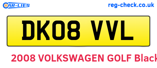 DK08VVL are the vehicle registration plates.