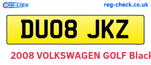 DU08JKZ are the vehicle registration plates.