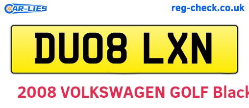 DU08LXN are the vehicle registration plates.